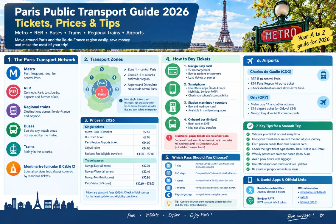 Paris Public Transportation Guide 2026